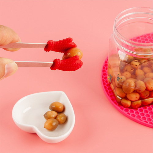Creative small silicone tongs ice tongs stainless steel food tongs mini food tongs snack dessert sugar cube tongs