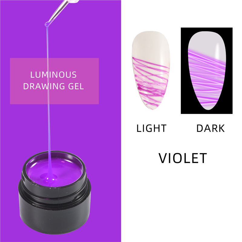 Pegamento de dibujo de alambre luminoso transfronterizo pintura de uñas pegamento de dibujo de alambre elástico luminoso 7ml fototerapia dibujo de alambre luminoso pegamento de araña