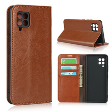 适用三星A42 5G手机壳A52 5G保护套A21S疯马纹真皮钱包翻盖皮套