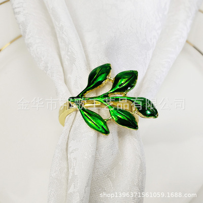 新款绿色树叶餐巾扣 西式婚礼摆台餐巾环 纸巾环 厂家直销