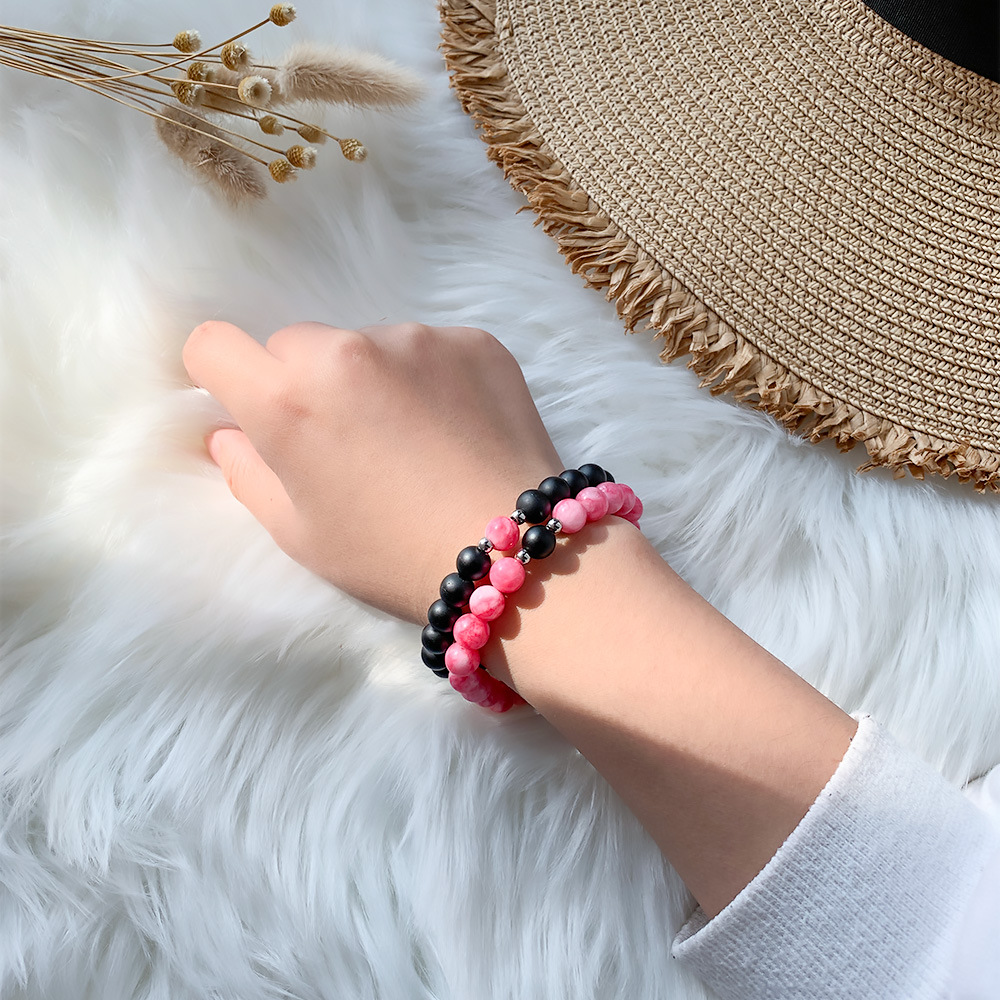 Fashion Round Stainless Steel Alloy Natural Stone Beaded Bracelets display picture 1