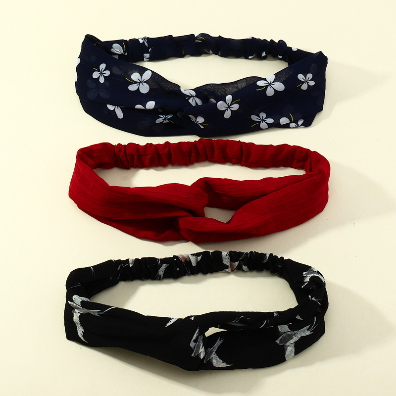 Korean Retro Cotton Print Headband display picture 1