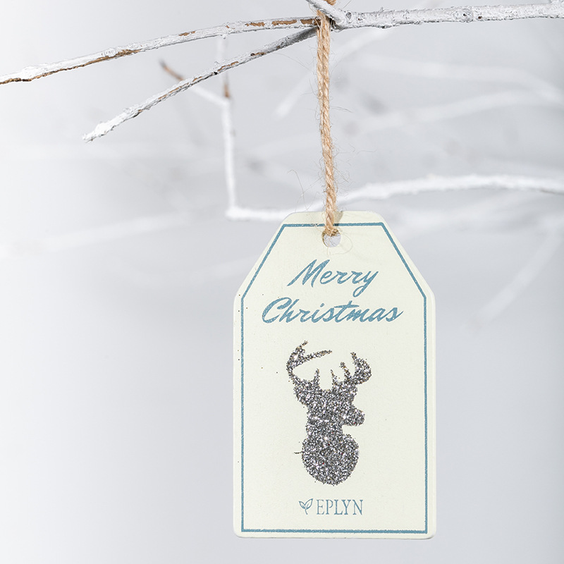 Navidad alce de pentacos oro plata madera pequeña tarjeta colgante decoración de regalos de Navidad marcadores clips colgante