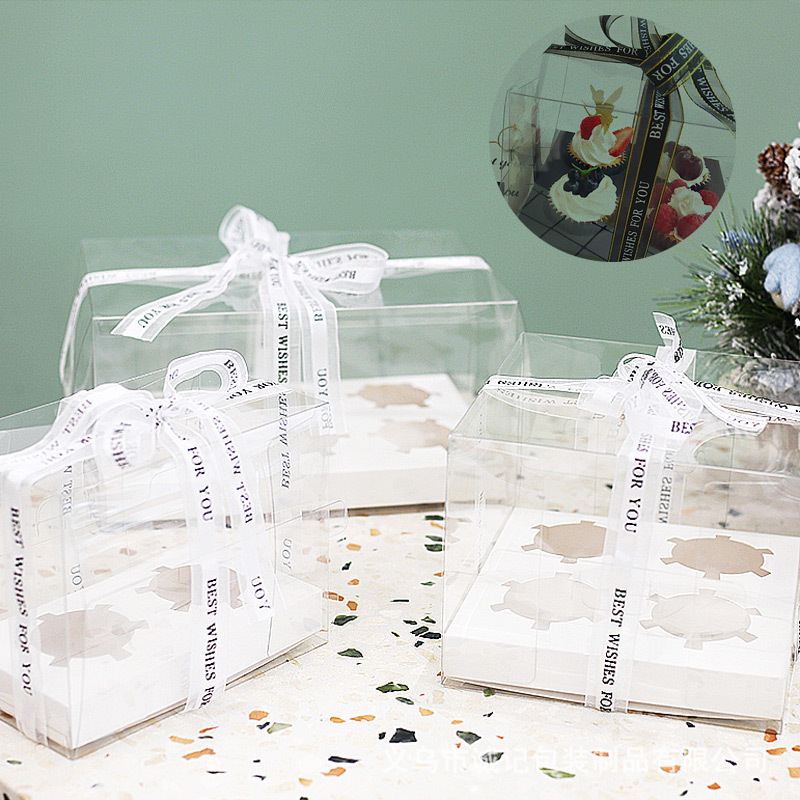 透明生日马芬杯2粒4粒6粒12粒圣诞元旦烘焙纸杯子蛋糕包装盒批发