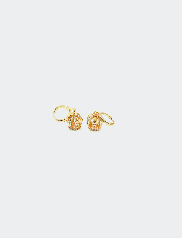 Pendientes De Corona Huecos Largos Chapados En Oro De Moda display picture 4