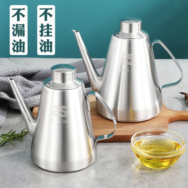 304 hervidor de acero inoxidable botella de aceite hogar restaurante suministros de cocina condimento olla aceite fragante a prueba de fugas salsa de soja Control de aceite