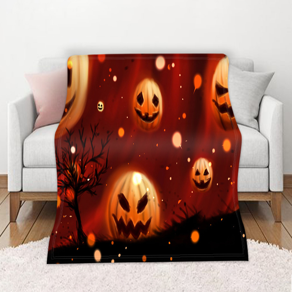 DIY定制毛毯万圣秋冬保暖沙发盖毯 高清印花双面法兰绒空调毯