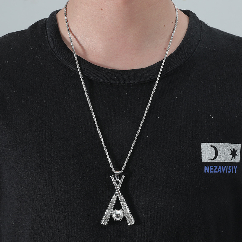 Hip Hop Baseball Bat Necklace display picture 12