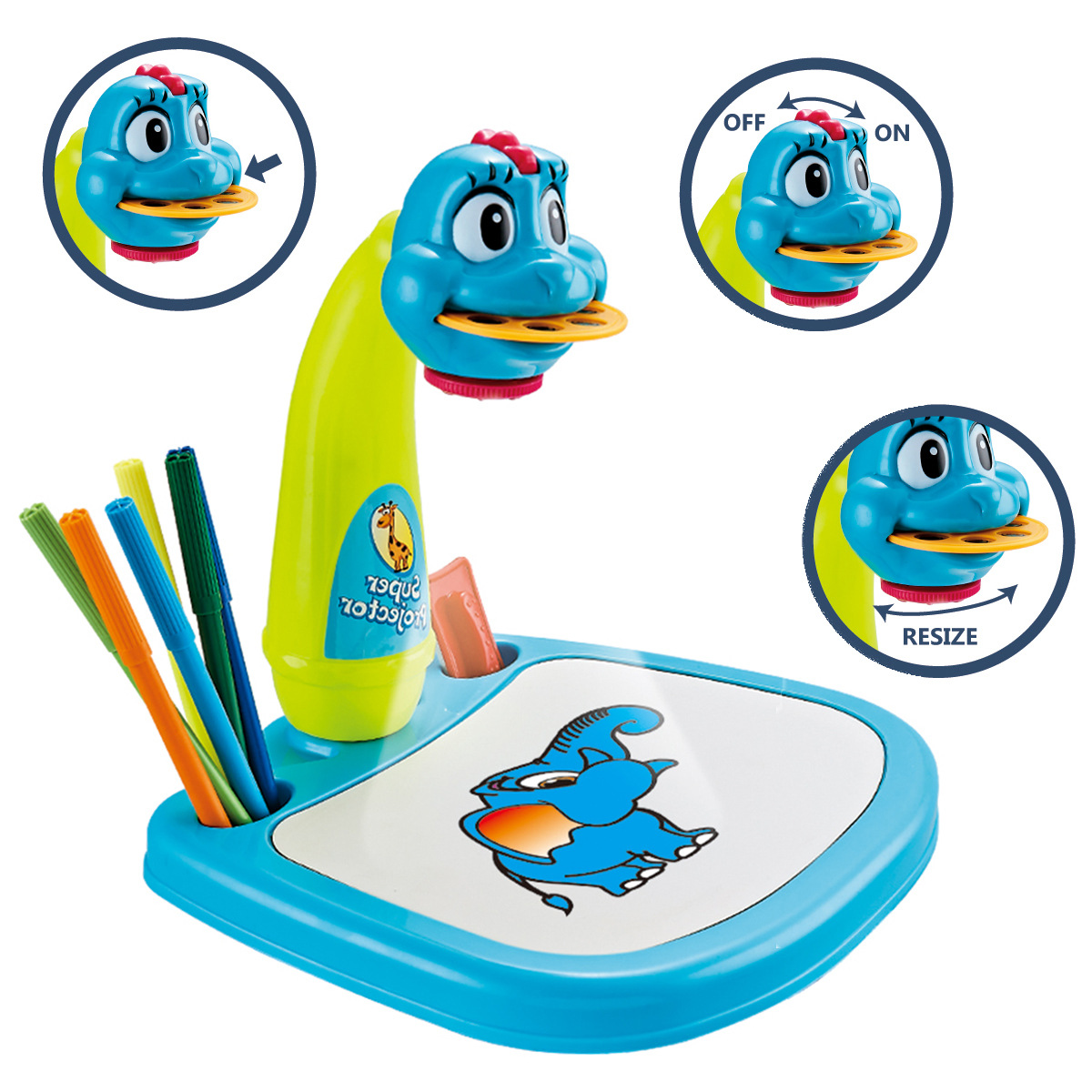 De los niños juguetes de inteligencia DIY dinosaurio Mesa aprendizaje inteligente 6D proyección pintura máquina Caballete Proyector