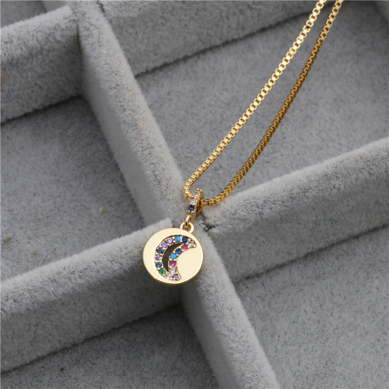 Nouvelle Vente Chaude Micro-ensemble Zircon Couleur Zirconium Papillon Anneau Poignée Ronde Pendentif Collier En Gros Nihaojewelry display picture 3