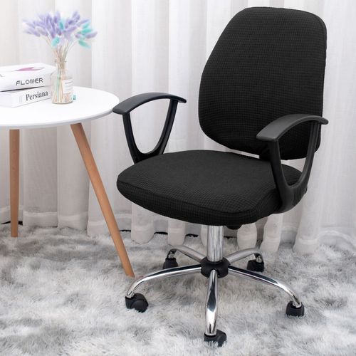 Shaggy Fleece Separate Office Chair Cover, Home Computer Chair Cover with Armrest Elastic Seat Cover, Universal Chair Cover for Cross-border
