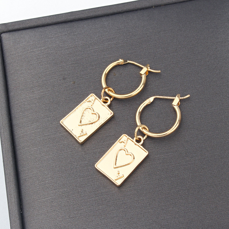 New Trend Creative Jewelry Unique Alloy Earrings Lucky Card Pendant Ear Ring Wholesale Nihaojewelry display picture 4