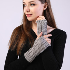 G1012 cross-border autumn and winter twist pattern short woolen fingerless arm sleeves for men and women knitted warm half-finger sleeves