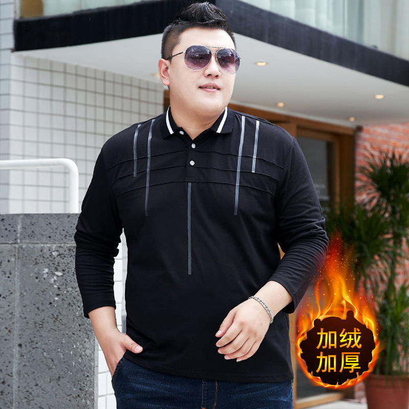 Fashionable Brand Plus Size Men's T-Shirt Long-Sleeved Plus-Size Plus-Size Plus-Size Men's Lapel T-Shirt Extra Large 7XL