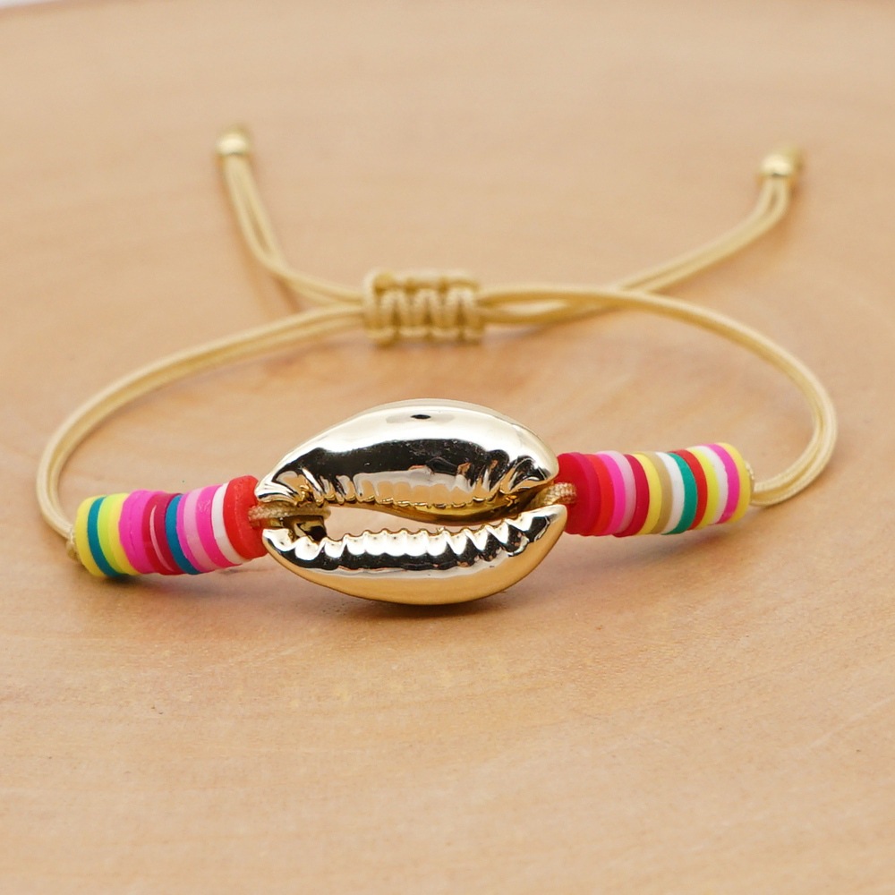 Shell Material Women'S Gender Fashion Natural Shell Soft  Contrast Color Handmade Bracelet