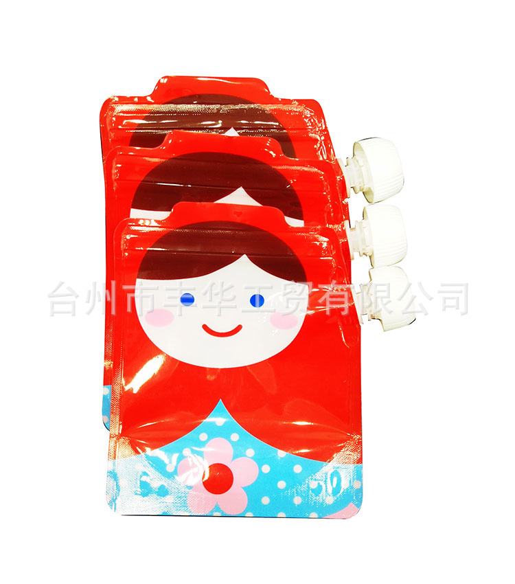 现货辅食袋250ml苹果嘴吸嘴袋果泥果汁袋儿童辅食果泥袋PE吸嘴袋