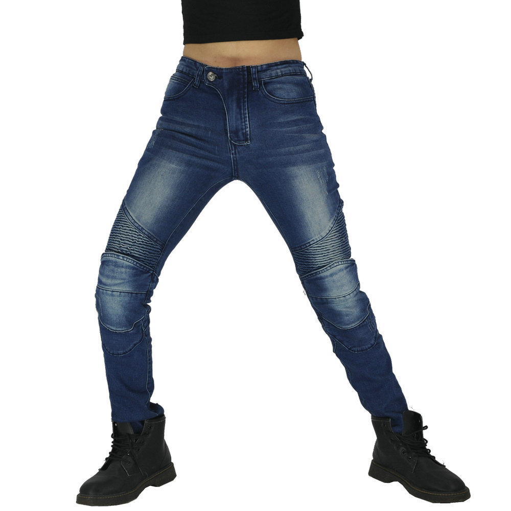 VOLERO casual motocicleta SLIM-Fit stretch pantalones anti-caída Pantalones vaqueros de la motocicleta de carreras de motos pantalones de montar para las mujeres