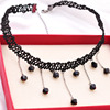 Short black woven crystal with tassels, necklace, choker, decorations