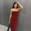 Sexy sleeveless long dress with chest， slit and hip