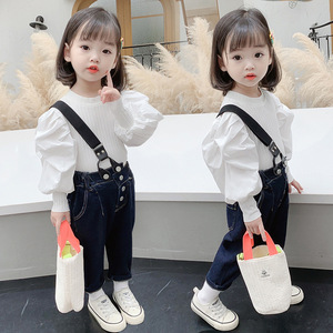 女童洋气秋装背带裤运动裤子春秋款2020新款洋气韩版潮儿童牛仔裤