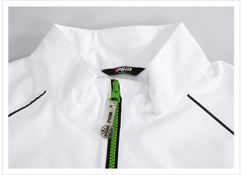 Áo khoác golf nam dài tay cổ đứng chống gió chống mưa — YF386 nam dài tay kéo khóa áo khoác màu trắng chi tiết 6