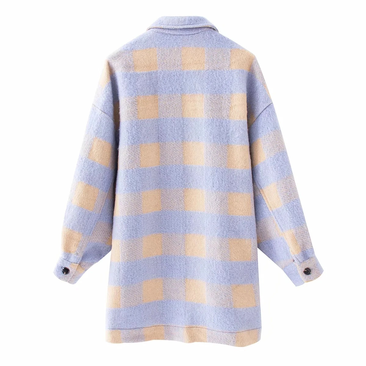 autumn and winter new loose versatile long-sleeved woolen plaid jacket NSHS23385