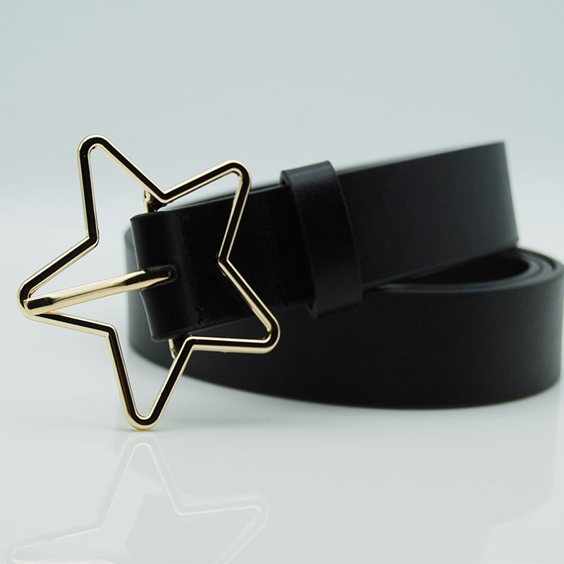 Women's Spot Single Circle Five-Pointed Star Network Red Belt Geometric Metal Buckle Fashion Personality Women's Belt full figure