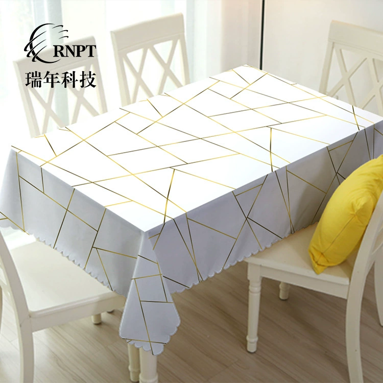 Ruinan [производители горячие продажи] золотая линия белая водонепроницаемая скатерть из ПВХ пластиковая скатерть для дома скатерть