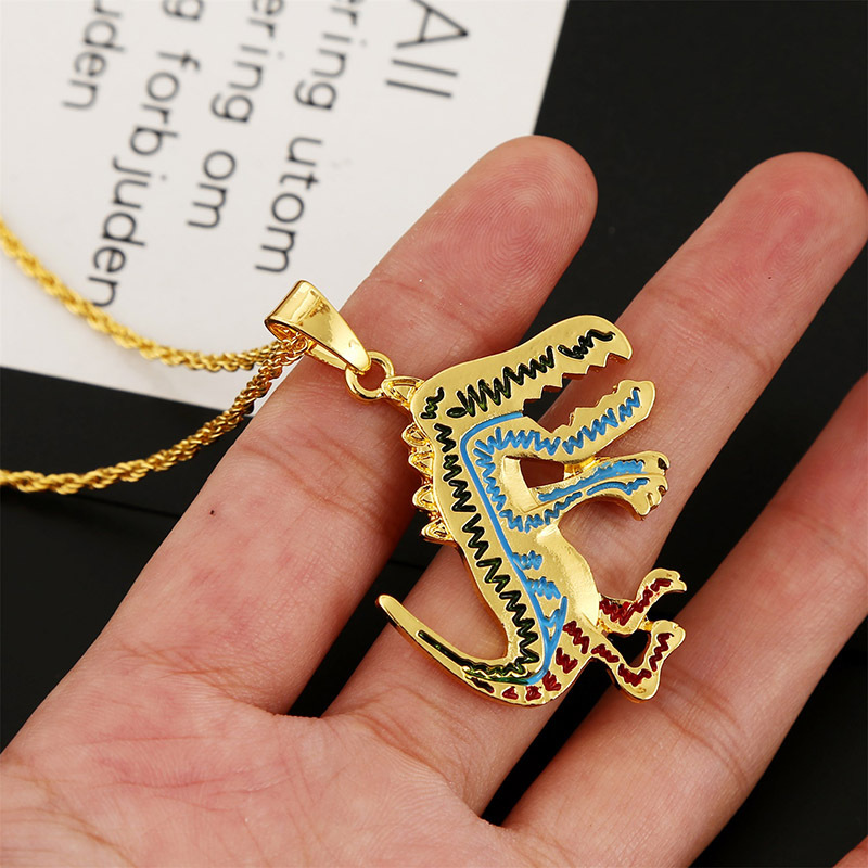 Dripping Alloy Dinosaur Hip-hop Necklace Korean Creative Cute Animal Jewelry Wholesale display picture 3