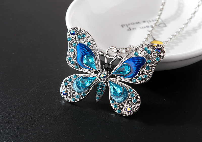 1 Piece Cartoon Style Butterfly Alloy Inlay Rhinestones Women's Necklace display picture 3