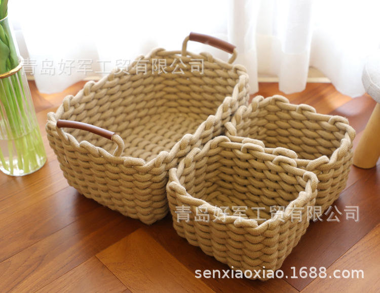 New Nordic Woven Basket Bold Cotton String Storage Box Storage Basket Storage Basket Laundry Basket Desktop Snack Basket display picture 1