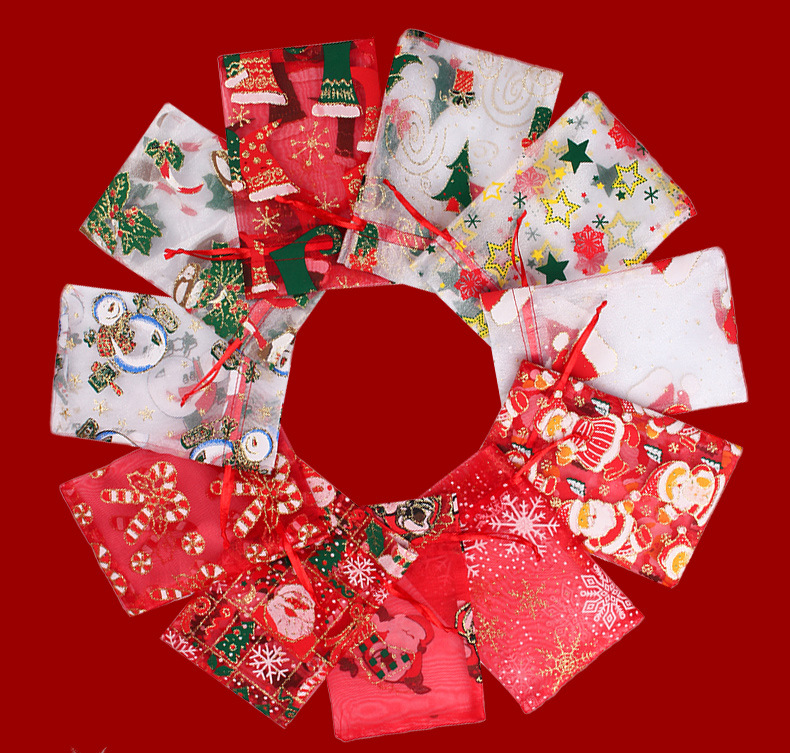 gauze Material Christmas Festival Christmas Tree, Santa Claus Pattern Christmas Christmas Tree Santa Claus Gauze Party Gift Wrapping Supplies