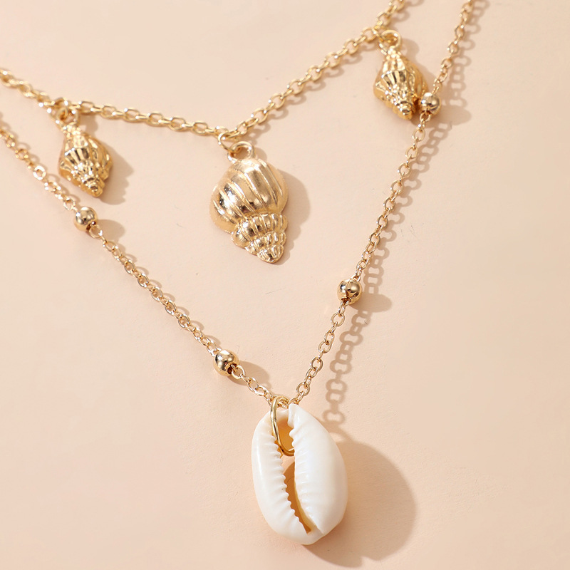 Fashion New Alloy Conch Necklace Set Simple Shell Pendant Multi-layer Ladies Necklace Wholesale Nihaojewelry display picture 5