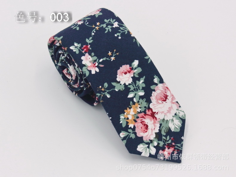 Los fabricantes venden al por mayor corbata de algodón para hombres de estilo chino 6cm de ancho y estrecho corbata estampada casual de moda floral en stock