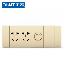 正泰118型暗装开关插座大面板无边框香槟金轻奢风十孔十五孔5C金