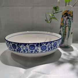 青太阳花12罗汉碗鱼汤酸菜鱼碗面盆熟食碗陶瓷仿古碗餐具青花瓷碗