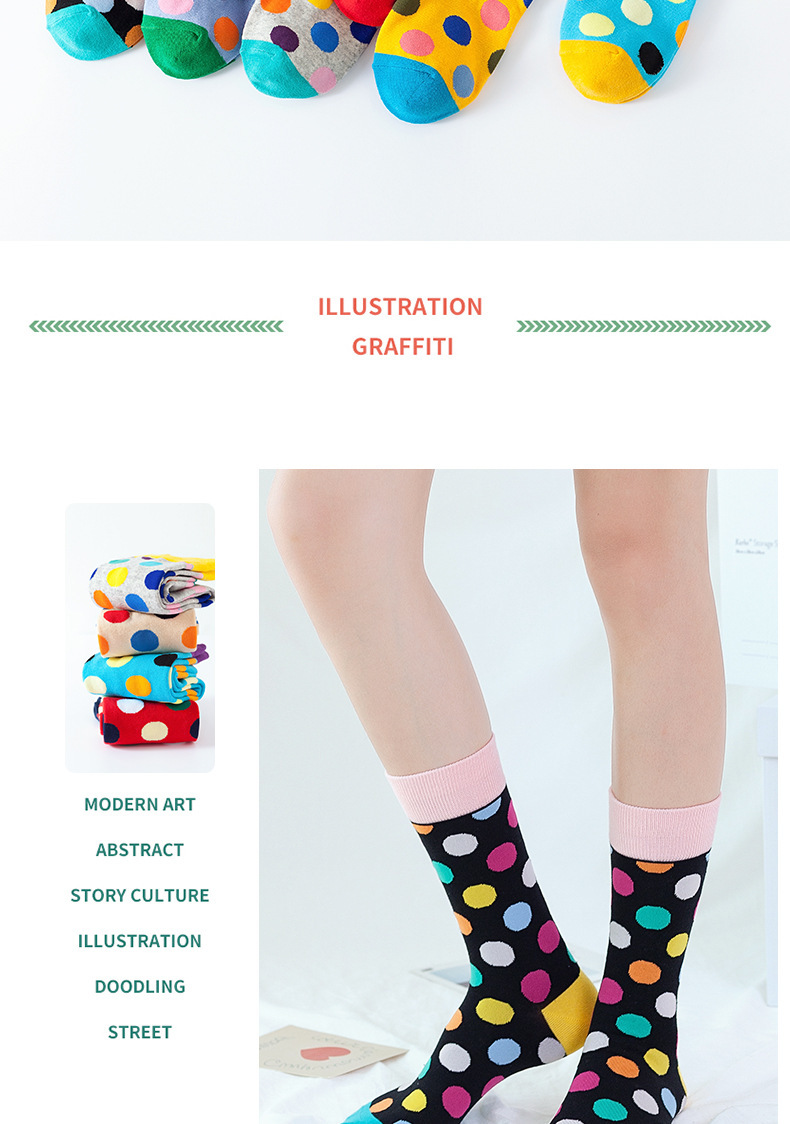 Unisex/both men and women can be sweet colored dots in the tube socks