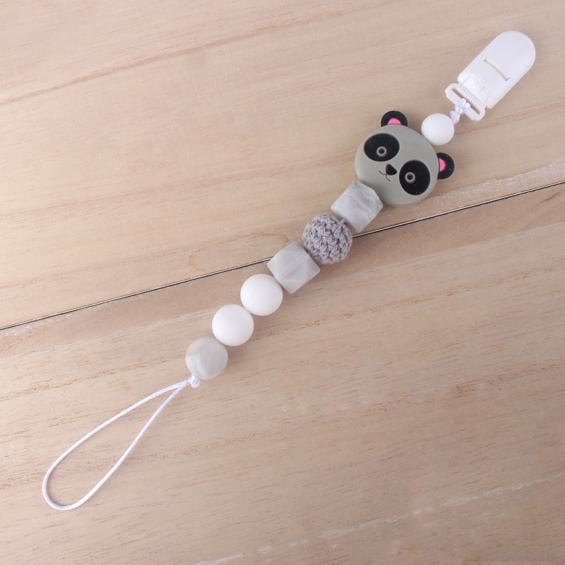 Bebé chupete de silicona chupete cadena anti-gota bebé juguete chupete de silicona clip anti-caída cinturón Panda cinturón de cadena anti-perdida