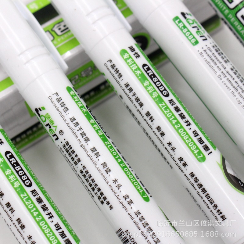 Bolígrafo aceitoso blanco, lápiz grande de secado rápido, lápiz impermeable para neumáticos de automóviles, bolsillo intercambiable, papelería sin decoloración