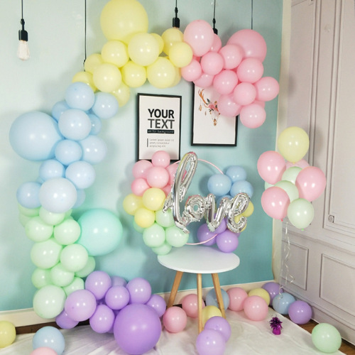 Xiaohongshu's same style 5-inch macaron latex balloon baby birthday party supplies Internet celebrity round floating balloon