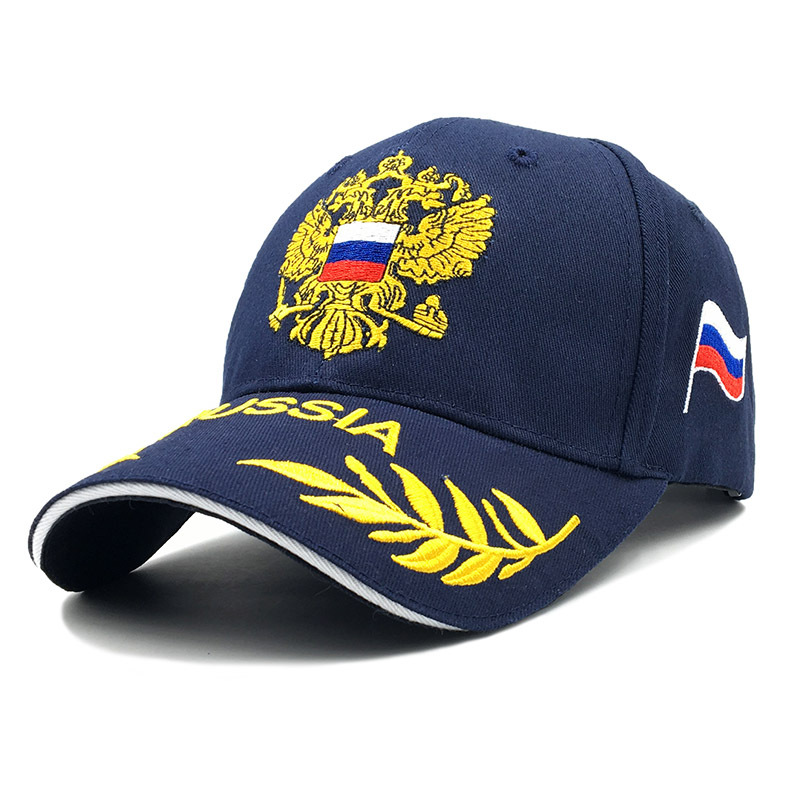 Baseball Cap Russian Flag Gold Embroidered Unisex Leisure Hat_voghion.com
