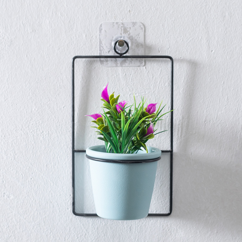 Decoración de la pared floral Flor de plástico maceta de hierro soporte creativo decoración colgante arreglo floral arte simple fabricante