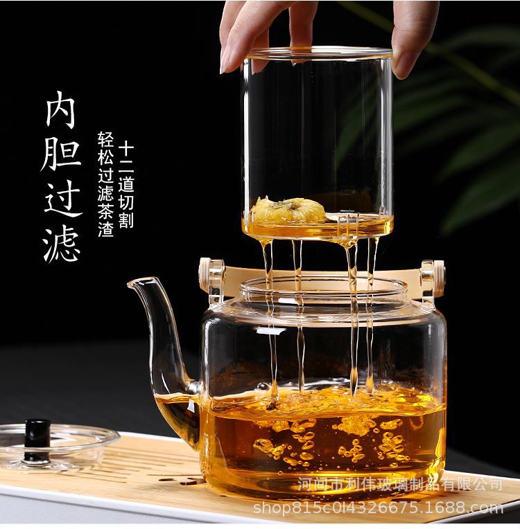 厂家批发玻璃茶壶加厚玻璃蒸煮茶壶电陶炉煮茶壶家用耐高温提梁壶详情5