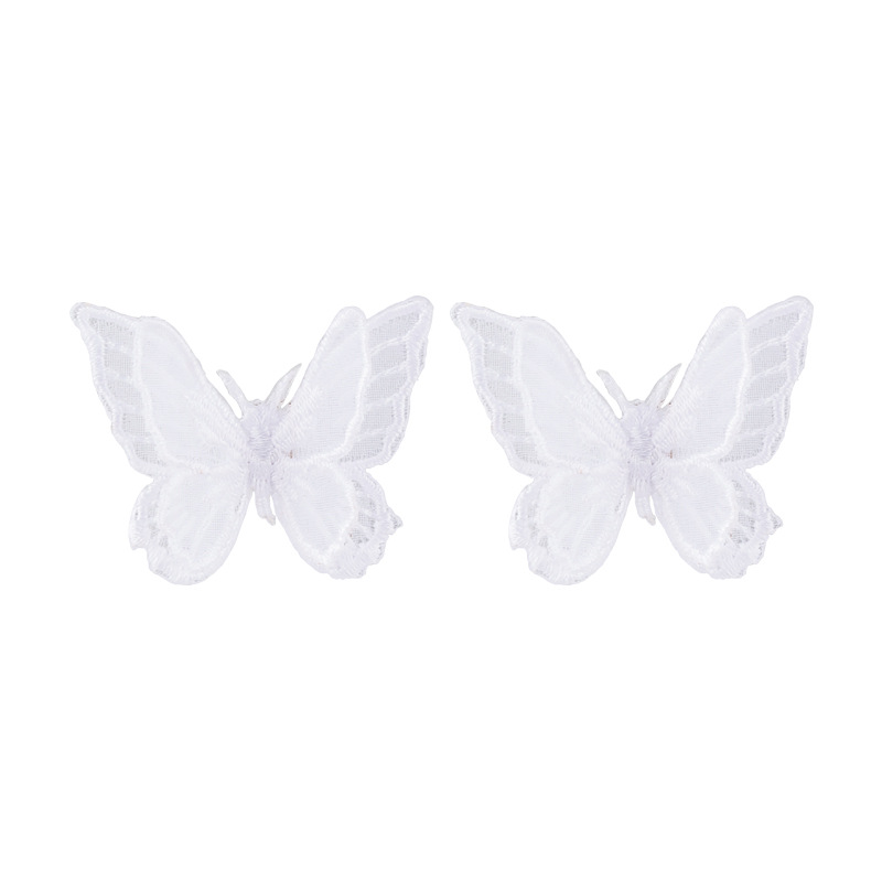 Leichter Schmetterling Doppels Chichtiger Schmetterling Drei Dimensionaler Organza-stickerei Farbe Netz Schmetterlings Ohrringe 925 Silberne Nadel Ohrringe Frauen display picture 2