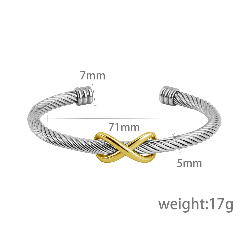 Stainless Steel Casual Simple Style Infinity Plating Bangle display picture 2