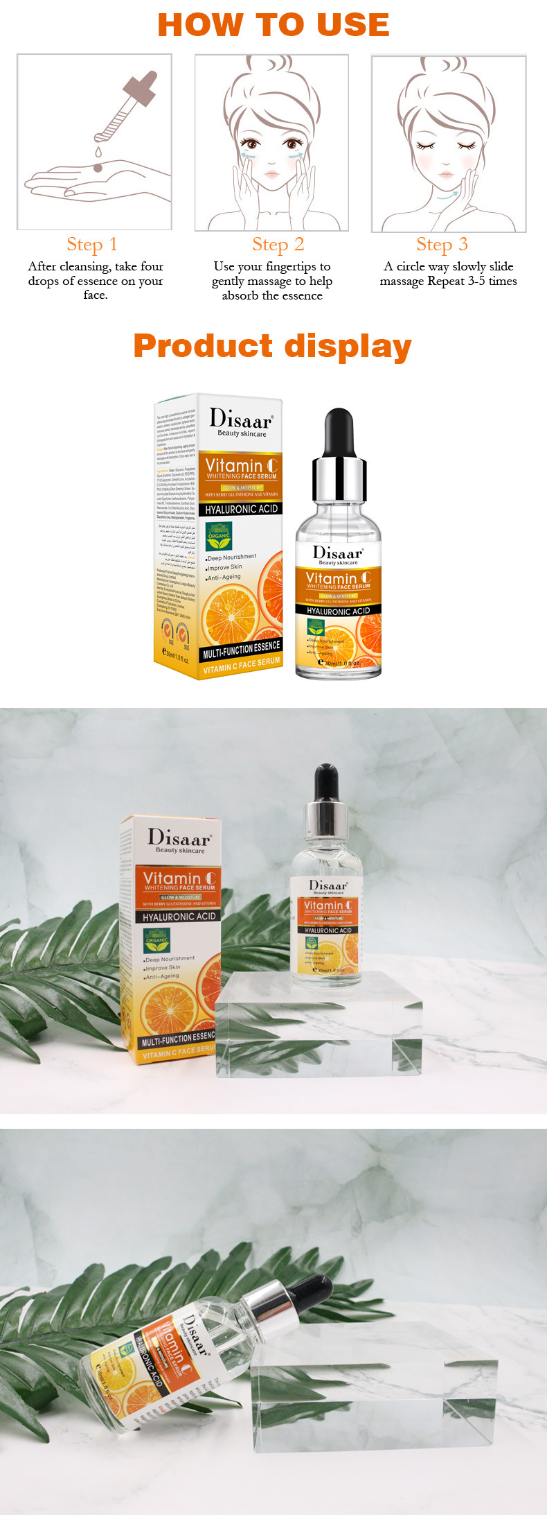 SNOW LADY DISAAR Vitamin C Raw Water Replenishment Facial Essence Dilute FineLines Skin Brighten Plant Natural Breast Face Serum