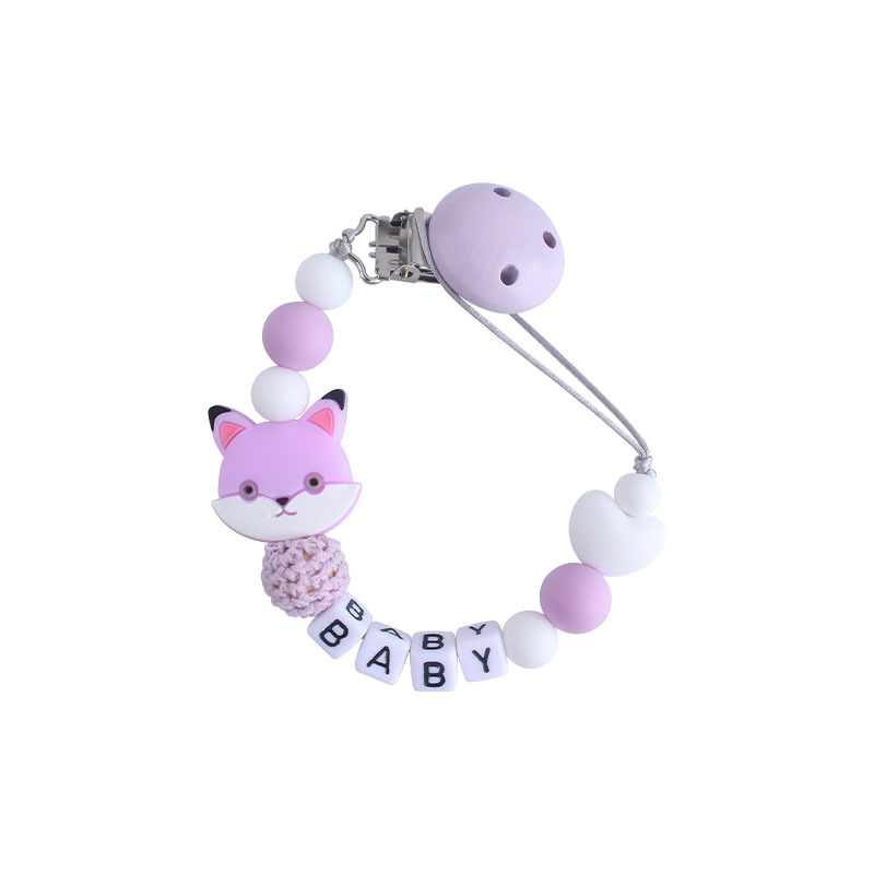 Nuevo clip de chupete Hemu calmante Cadena de chupete de silicona gato mordedor cadena anti-gota amor cuentas de silicona Cadena de chupete