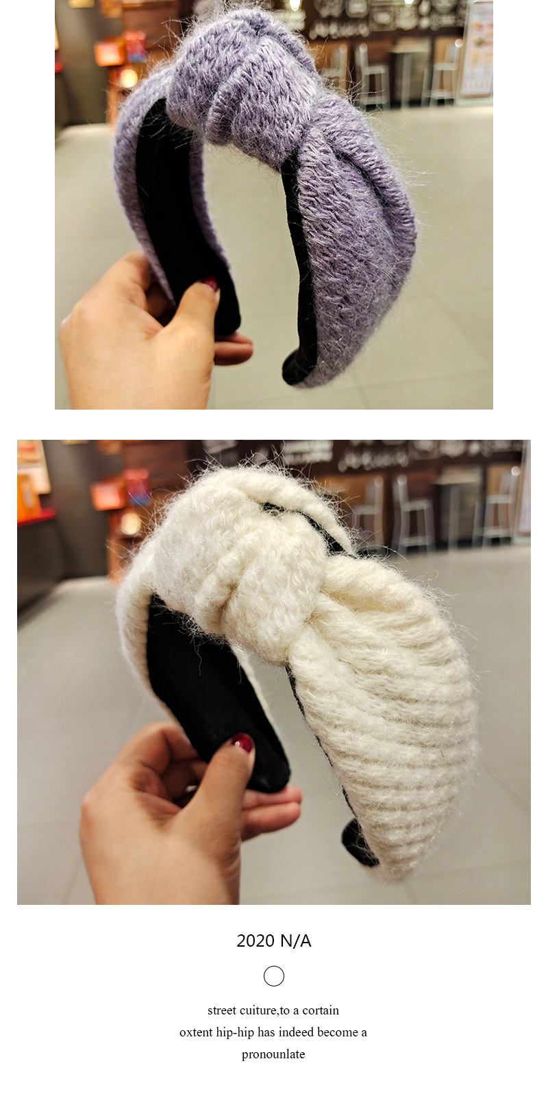 Korea's New  Woolen Lattice Weaving Knotted Headband display picture 3
