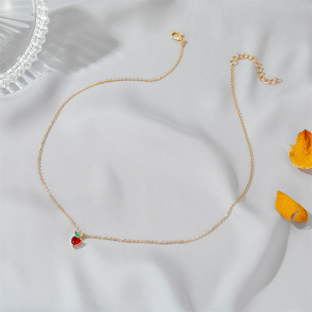 New Simple Student Fruit Apple Clavicle Chain Necklace For Women display picture 6