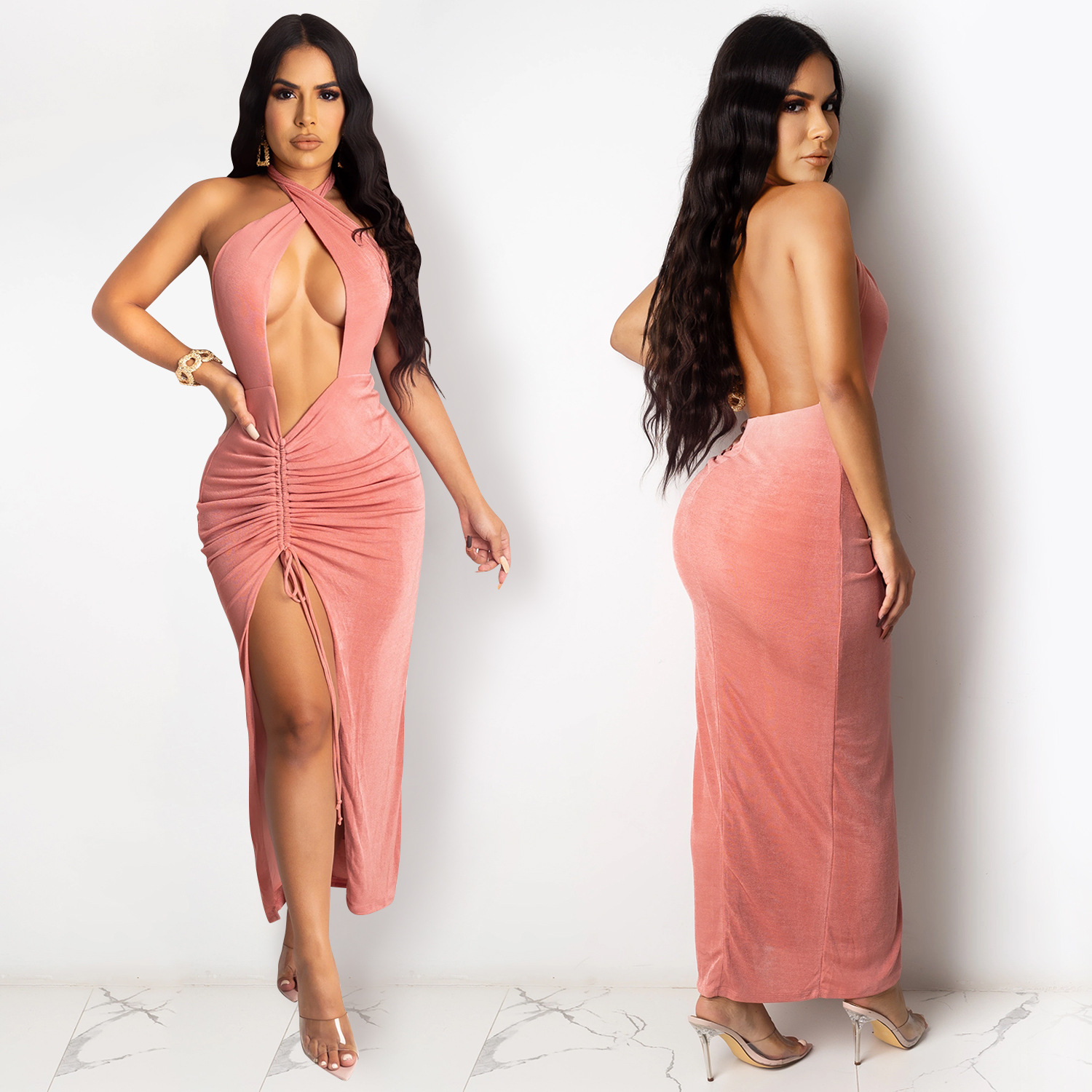 Sexy Hollow Halter Dress NSXYZ68566